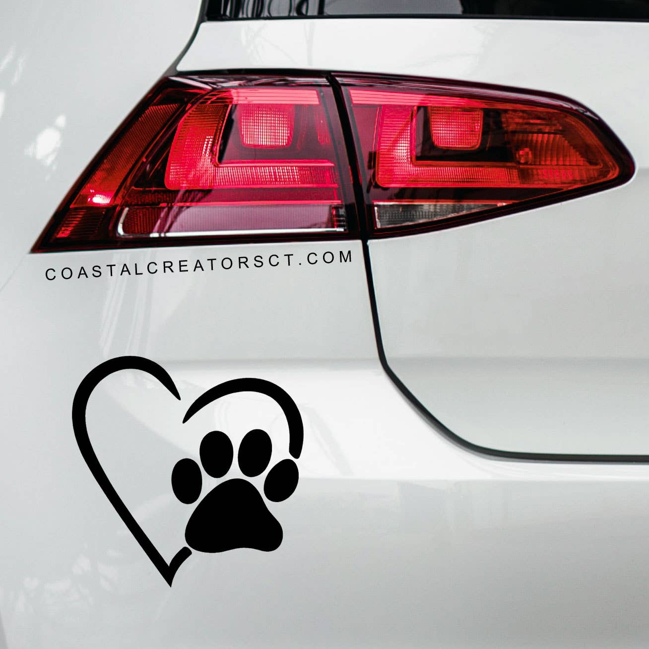 Heart Dog Paw Vinyl Laptop Sticker