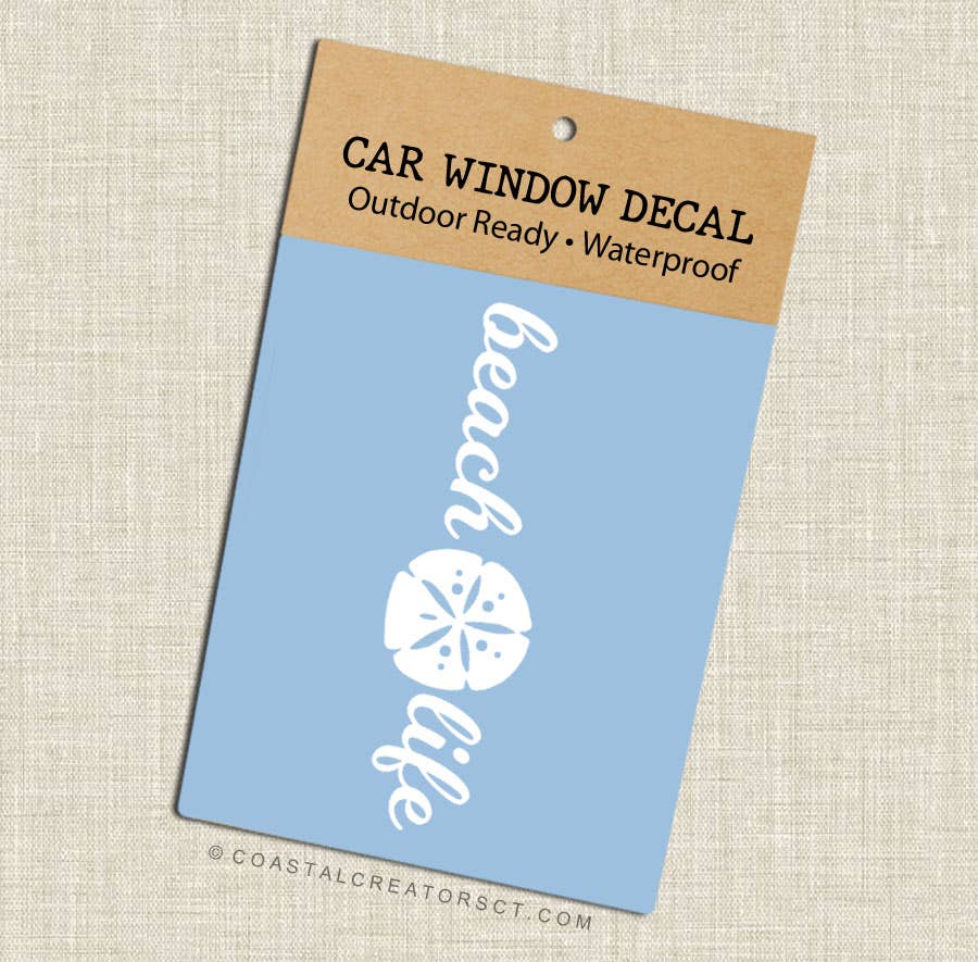 Beach Life with Sand Dollar Car Window Decal