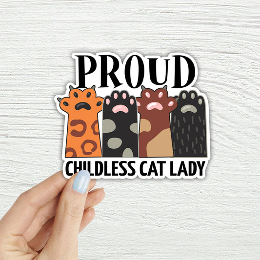 Proud Childless Cat Lady Orange Colorful Laptop Sticker