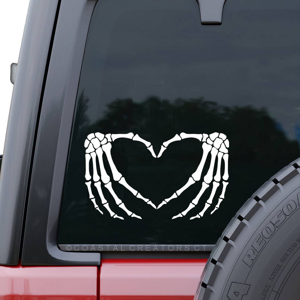 Skeleton Hand Forms Heart Window Decal