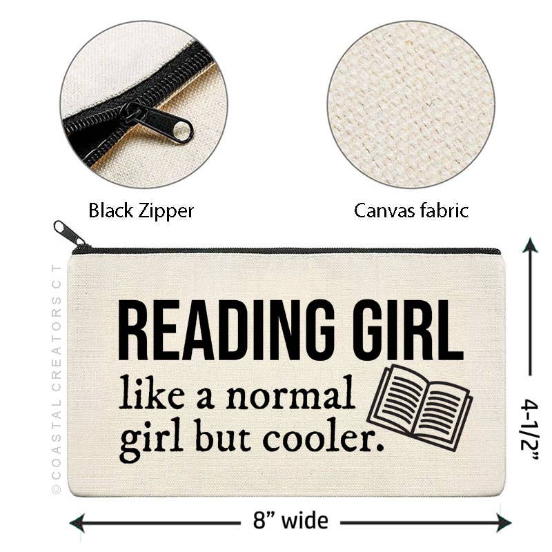 Reading Girl Multi-Purpose Multi-Use Canvas Zipper Bag