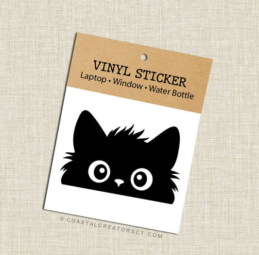 Peeking Cat Vinyl Laptop Sticker