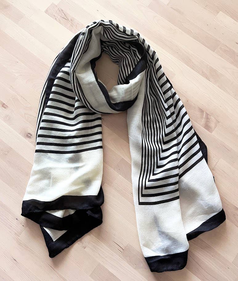 Elegant Stripe Design Soft Wrap Scarf