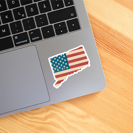 Connecticut American Flag Sticker Vinyl Decal