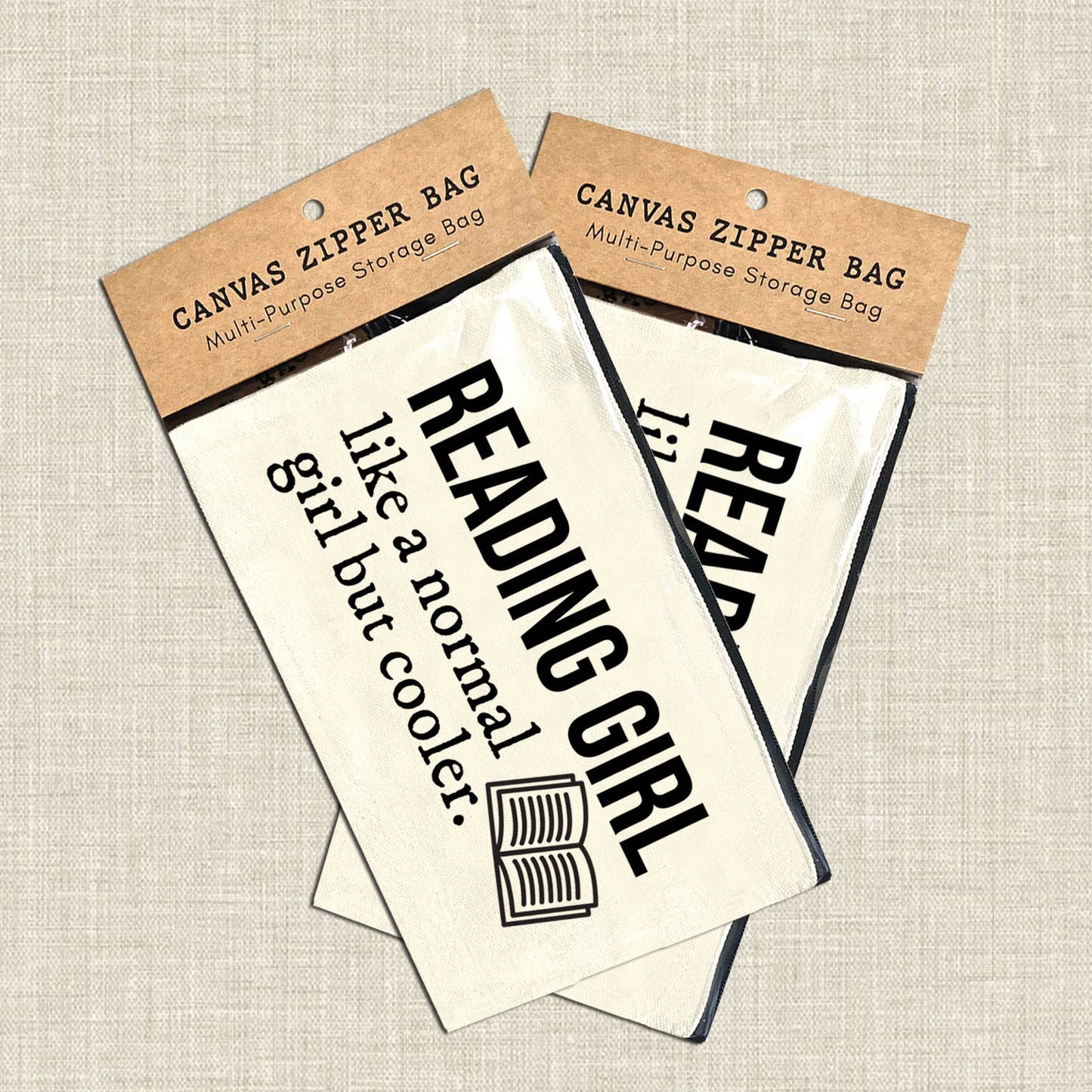 Reading Girl Multi-Purpose Multi-Use Canvas Zipper Bag