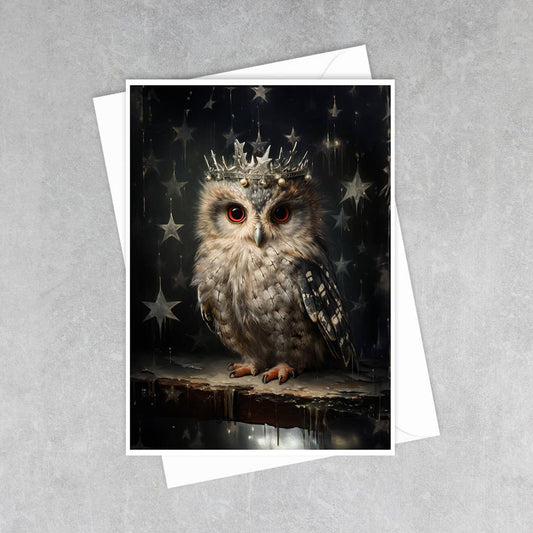 Winter Owl Wearing Antique Star Crown