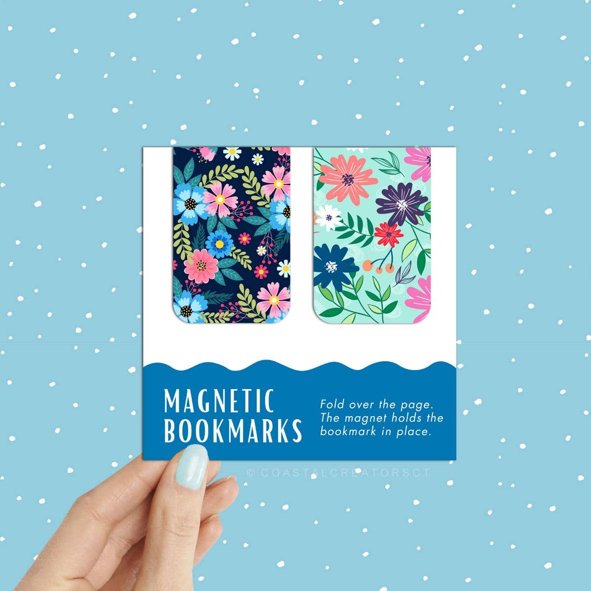 2-Pack Colorful Flowers Magnetic Bookmarks