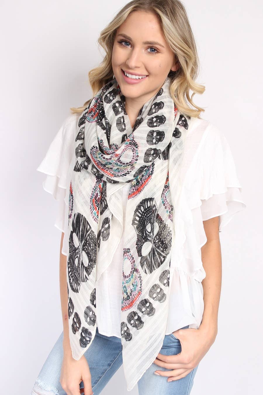 OBLONG SUGAR SKULL SCARF