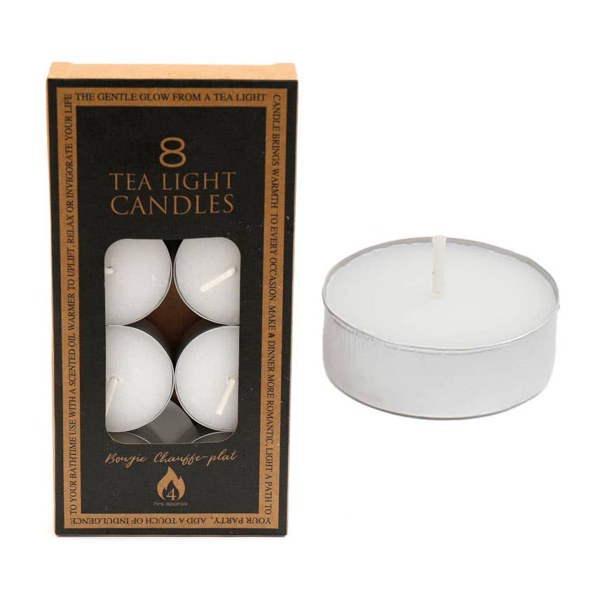 Pack of 8, 4-Hour Unscented Tealight Candles