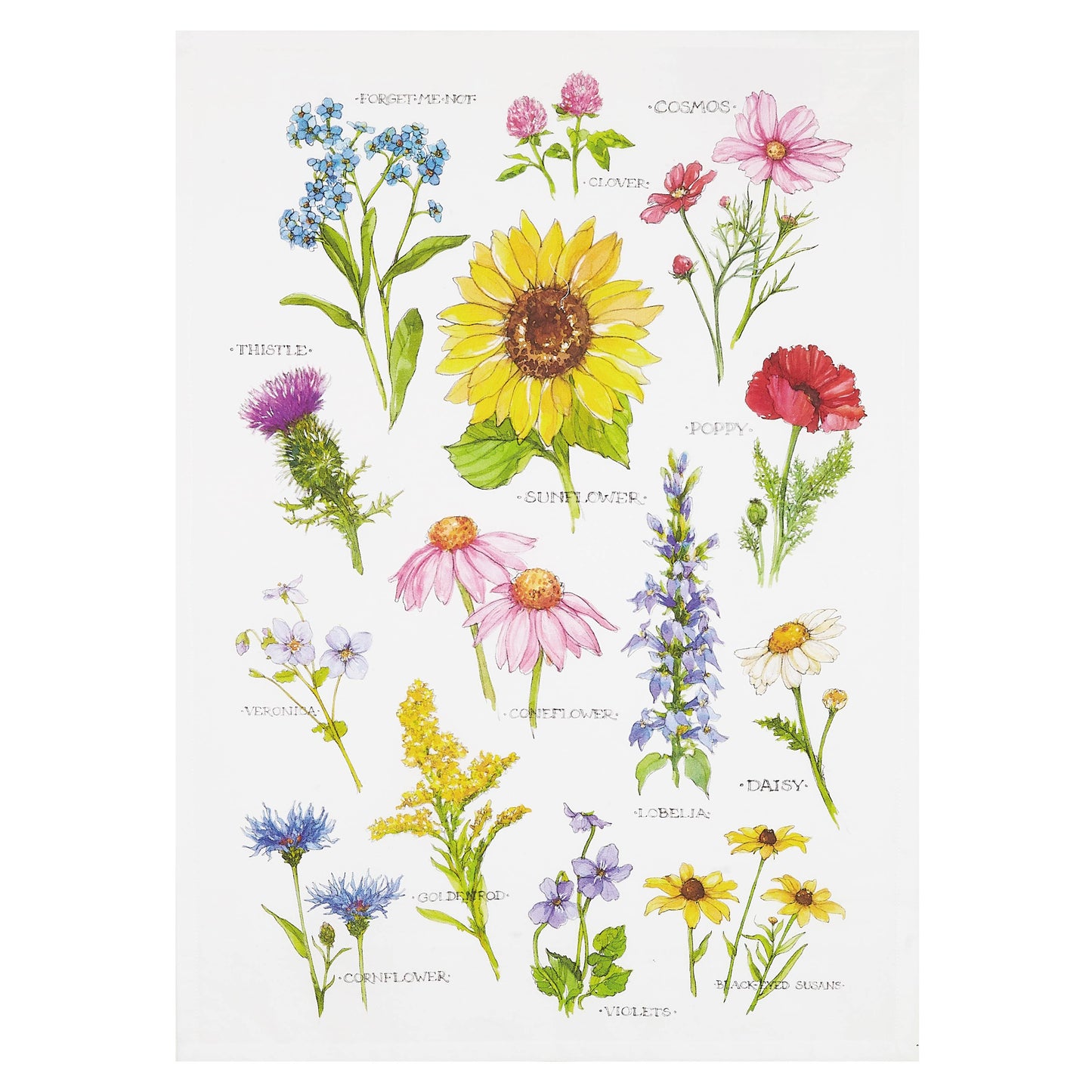 Field Guide Wildflower Printed Kitchen Towel