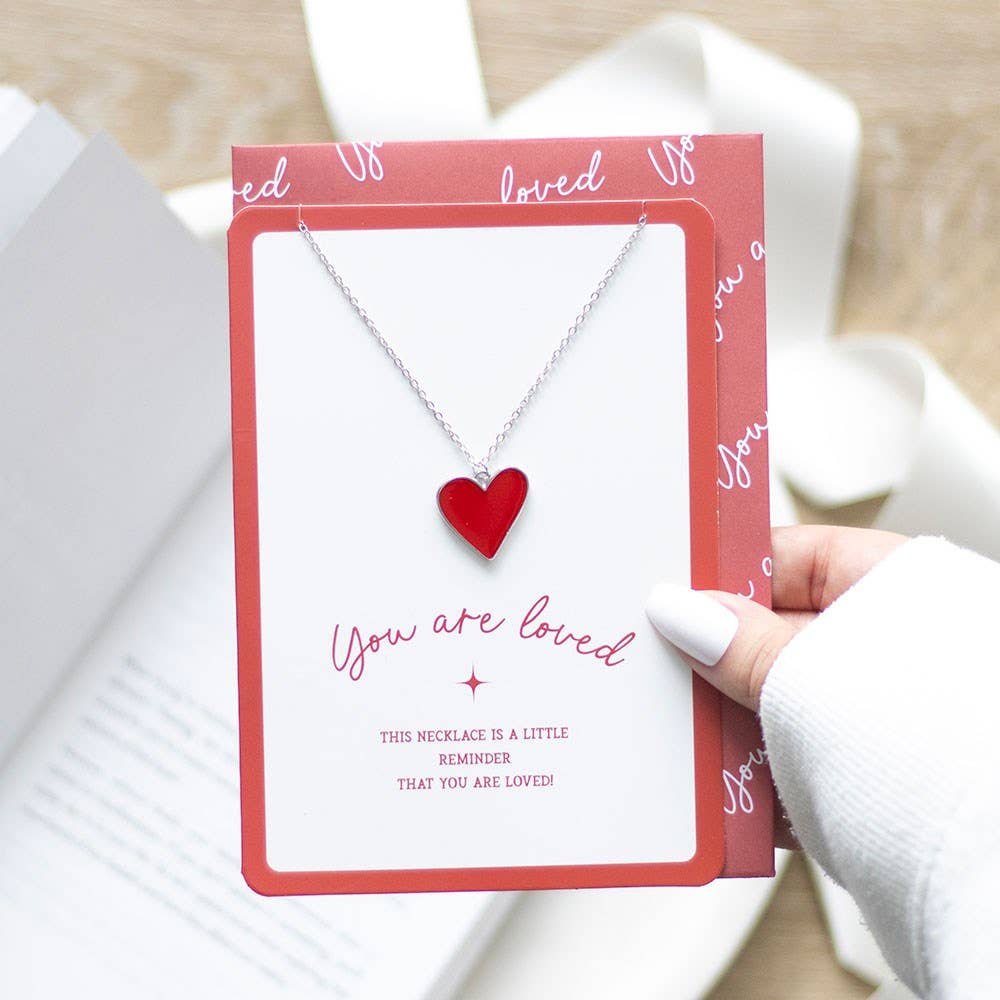 You Are Loved Heart Pendant Necklace & Greeting Card