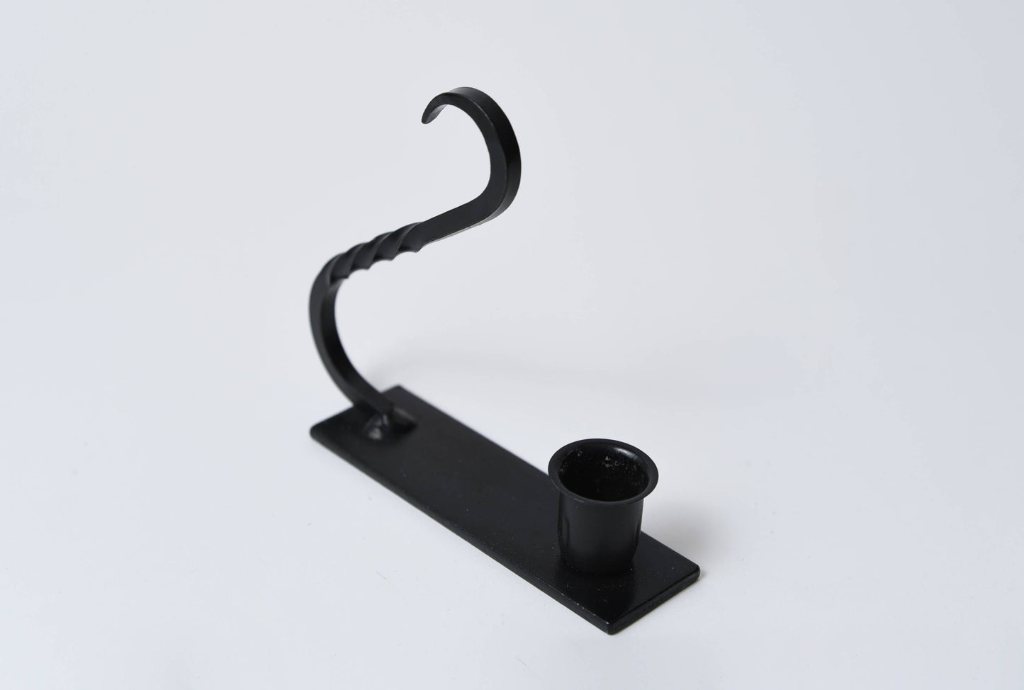 Iron Taper Holder with Curved Handle - Handmade