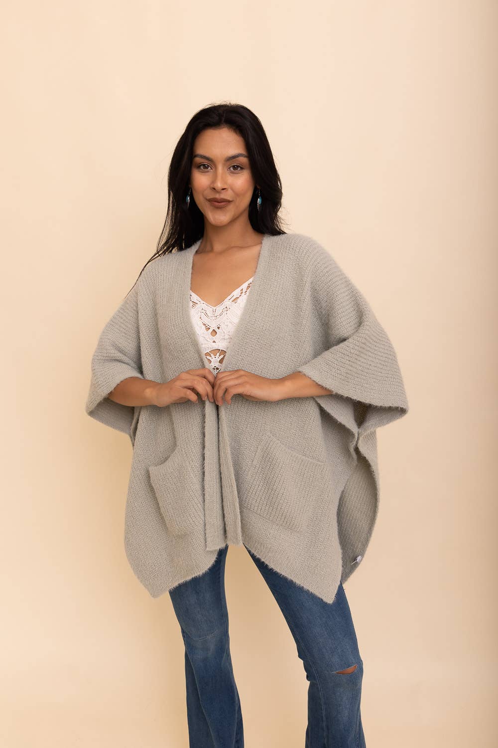 Chic Boucle Cozy Cardigan Poncho