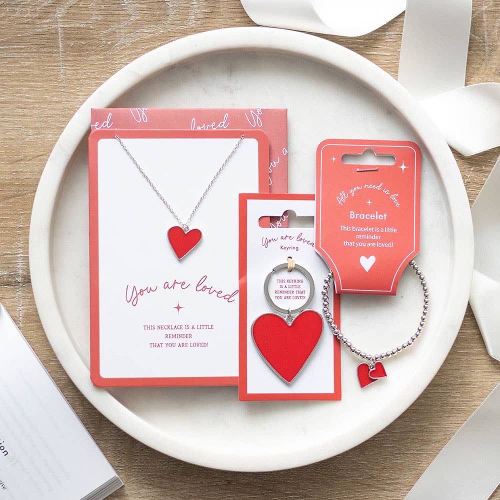 You Are Loved Heart Pendant Necklace & Greeting Card