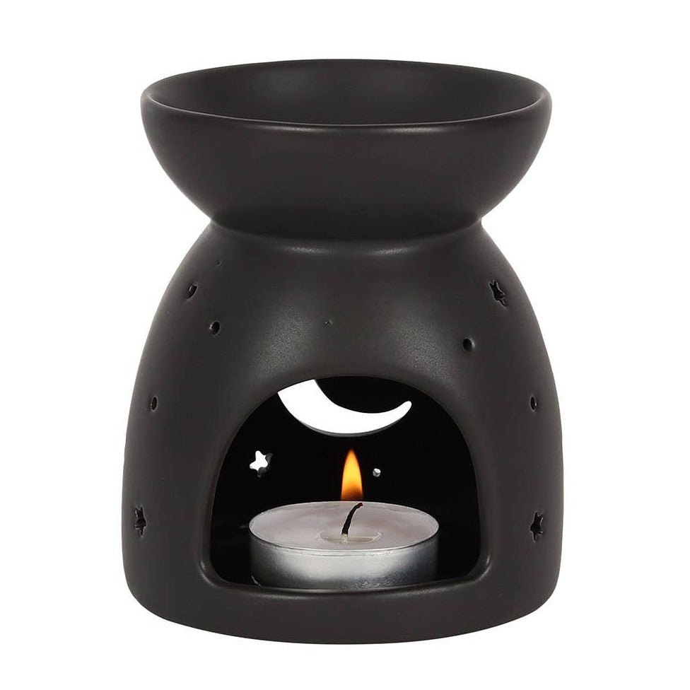 Black Mystical Moon Cut Out Oil Burner and Wax Warmer