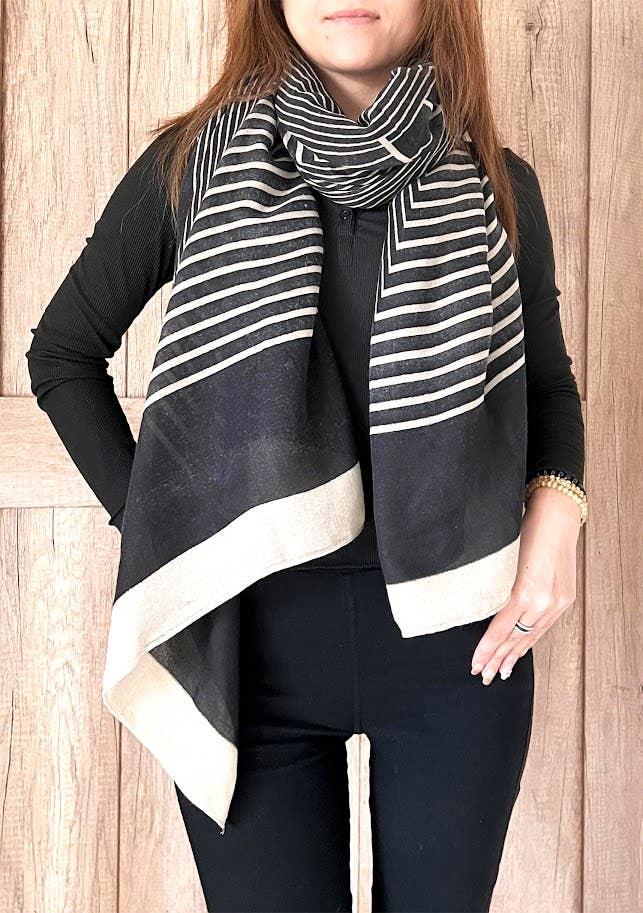 Elegant Stripe Design Soft Wrap Scarf