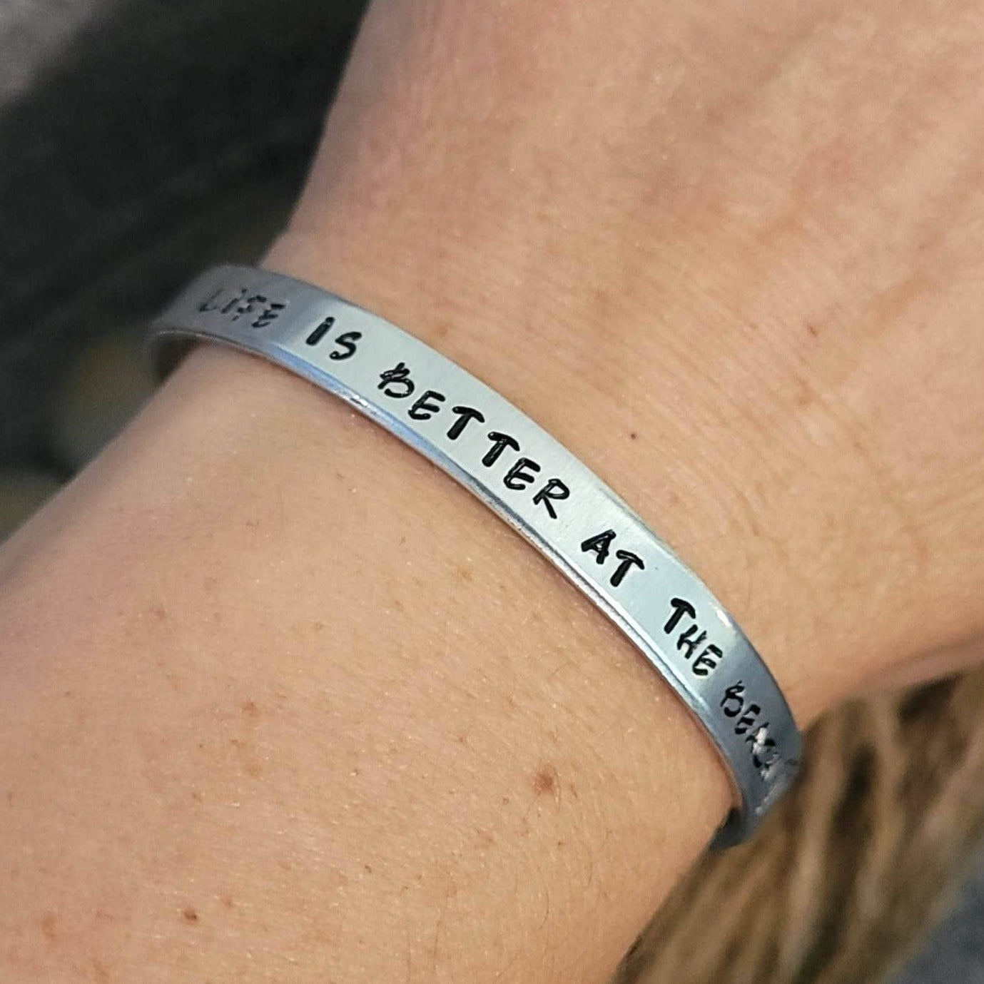 Life is better at the beach aluminum cuff