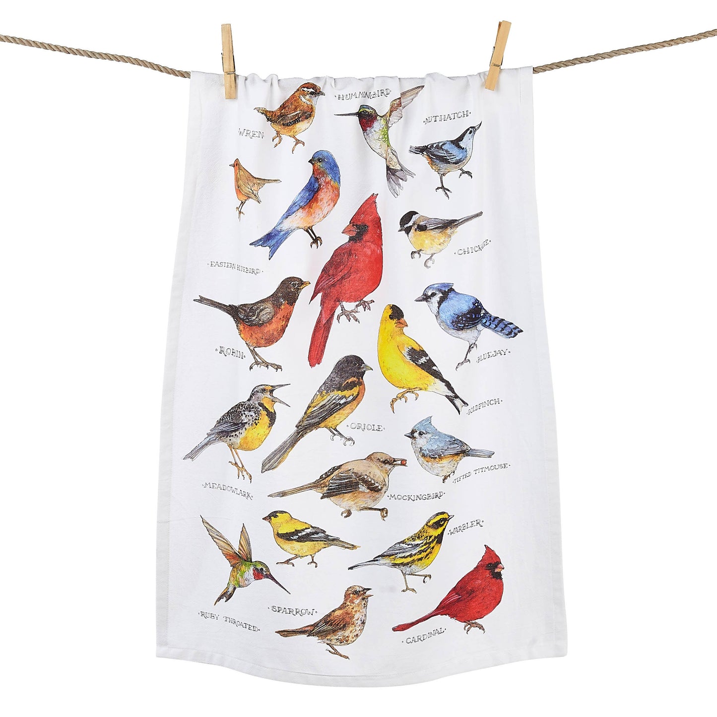 Field Guide Birds Printed Kitchen Towel