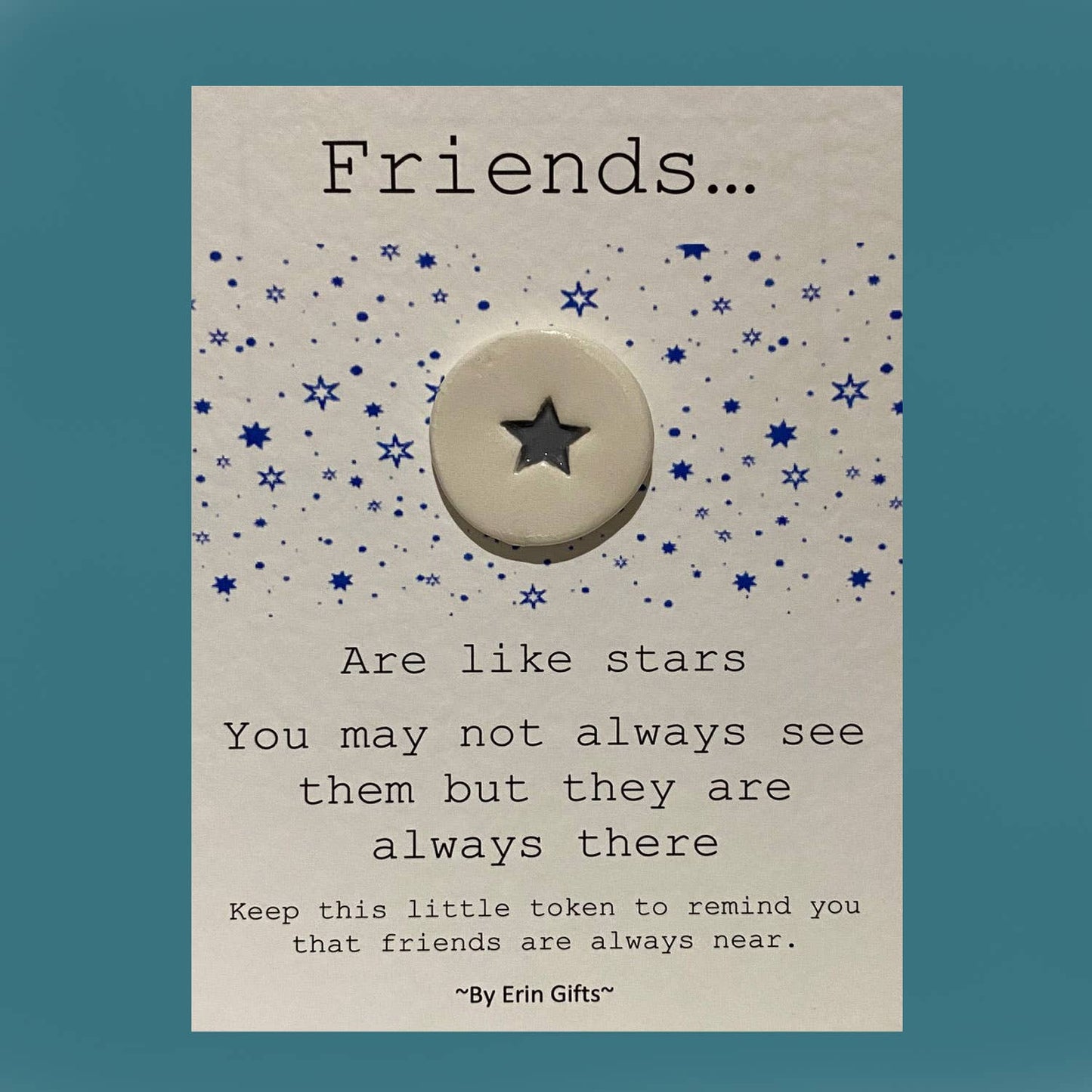 Friends are Like Stars Ceramic Pocket Token Pocket Hug Card