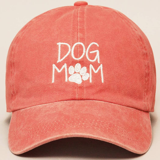 DOG MOM Embroidered Cotton Baseball Cap