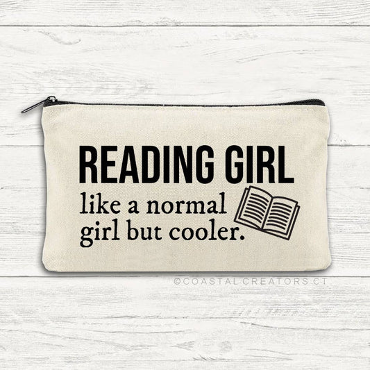 Reading Girl Multi-Purpose Multi-Use Canvas Zipper Bag