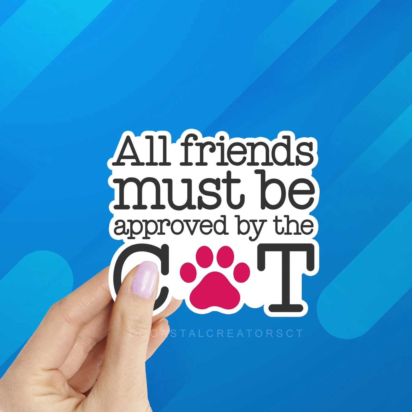 All Friends Must be Approved by Cat Laptop Bottle Sticker