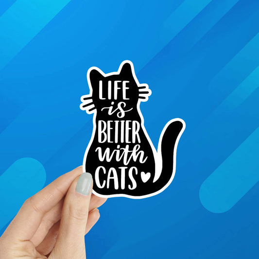 Life is Better with Cats Laptop Waterproof Vinyl Sticker