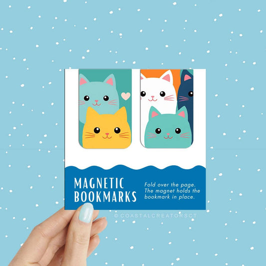 2-Pack Colorful Cats Magnetic Bookmarks