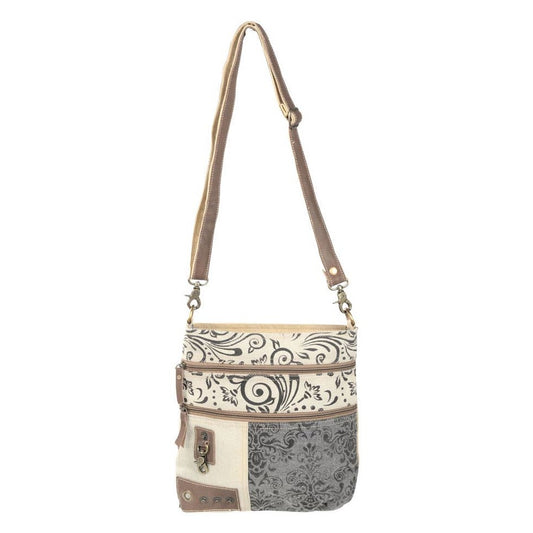 Double Zipper Floral Print Shoulder Bag