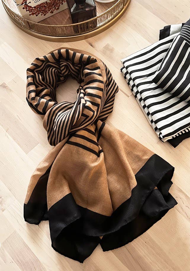 Elegant Stripe Design Soft Wrap Scarf