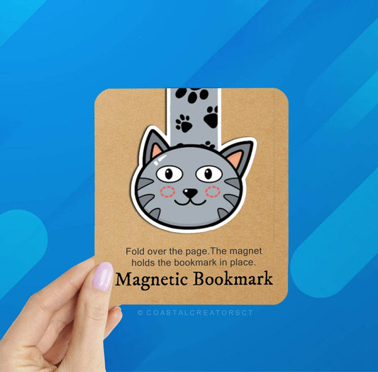 Grey Cat Big Eyes Reversible Magnetic Bookmark (Packaged)