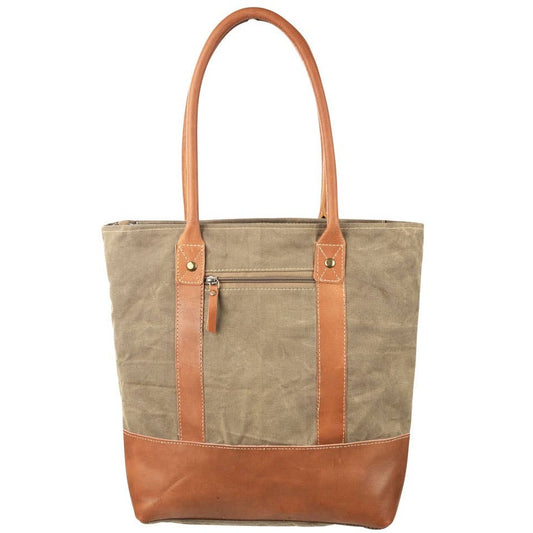 Plain Canvas Tote With Leather