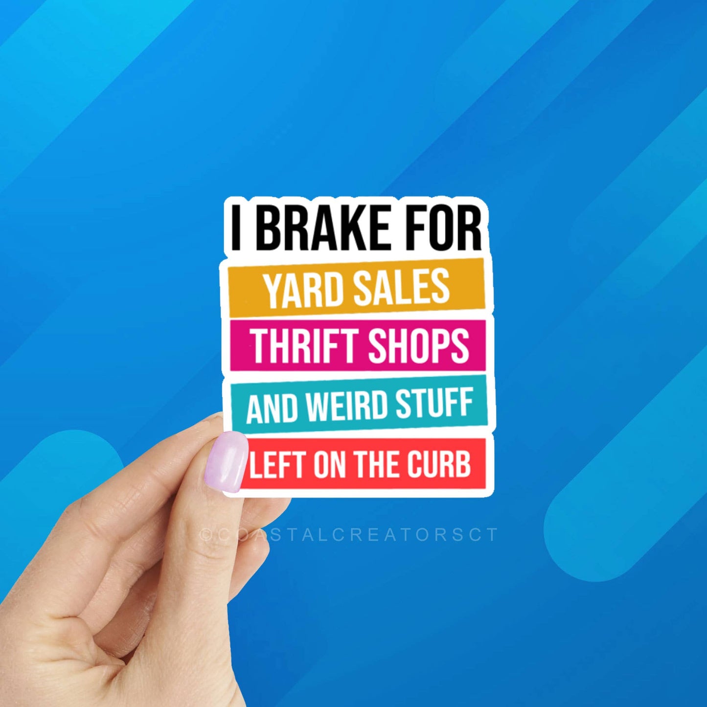 I Brake for Weird Stuff on the Curb Laptop Sticker (Color)