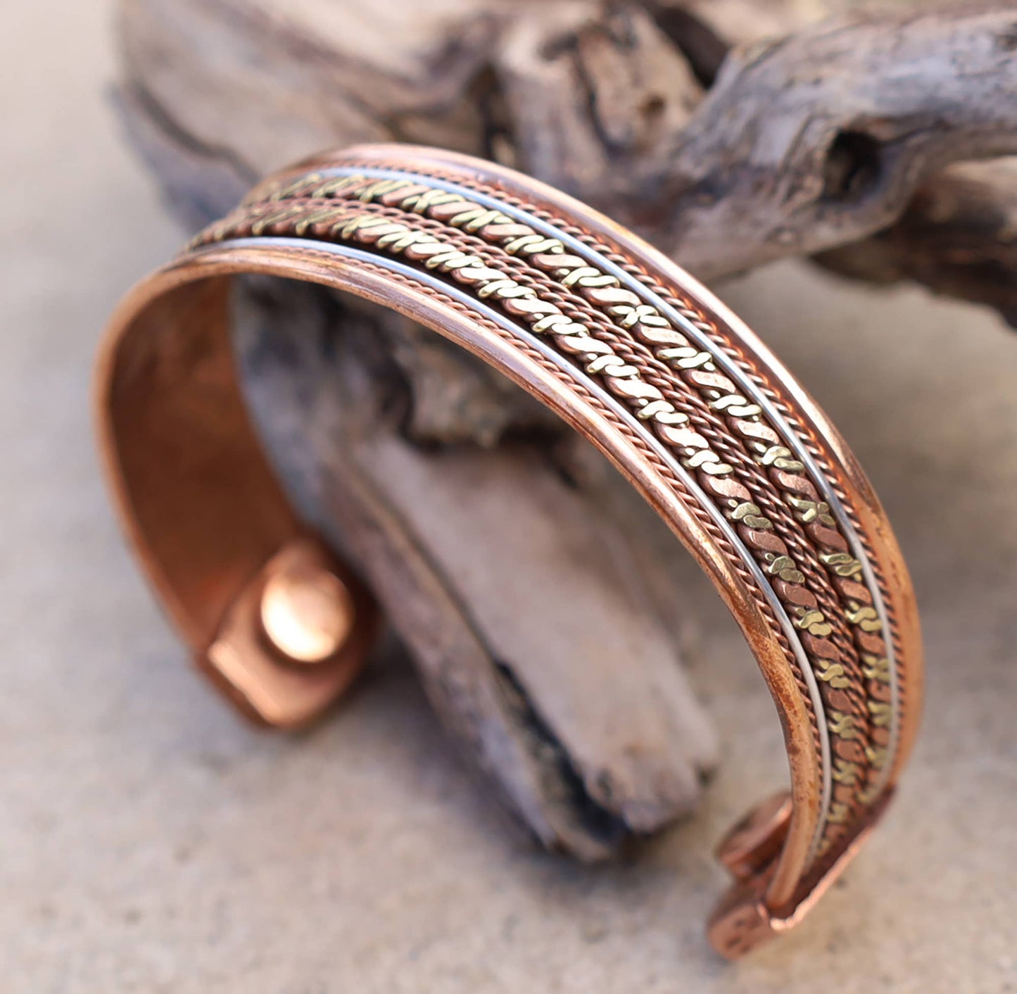 Pure Copper Twisted Wire Cuff Bracelet for Women and Men