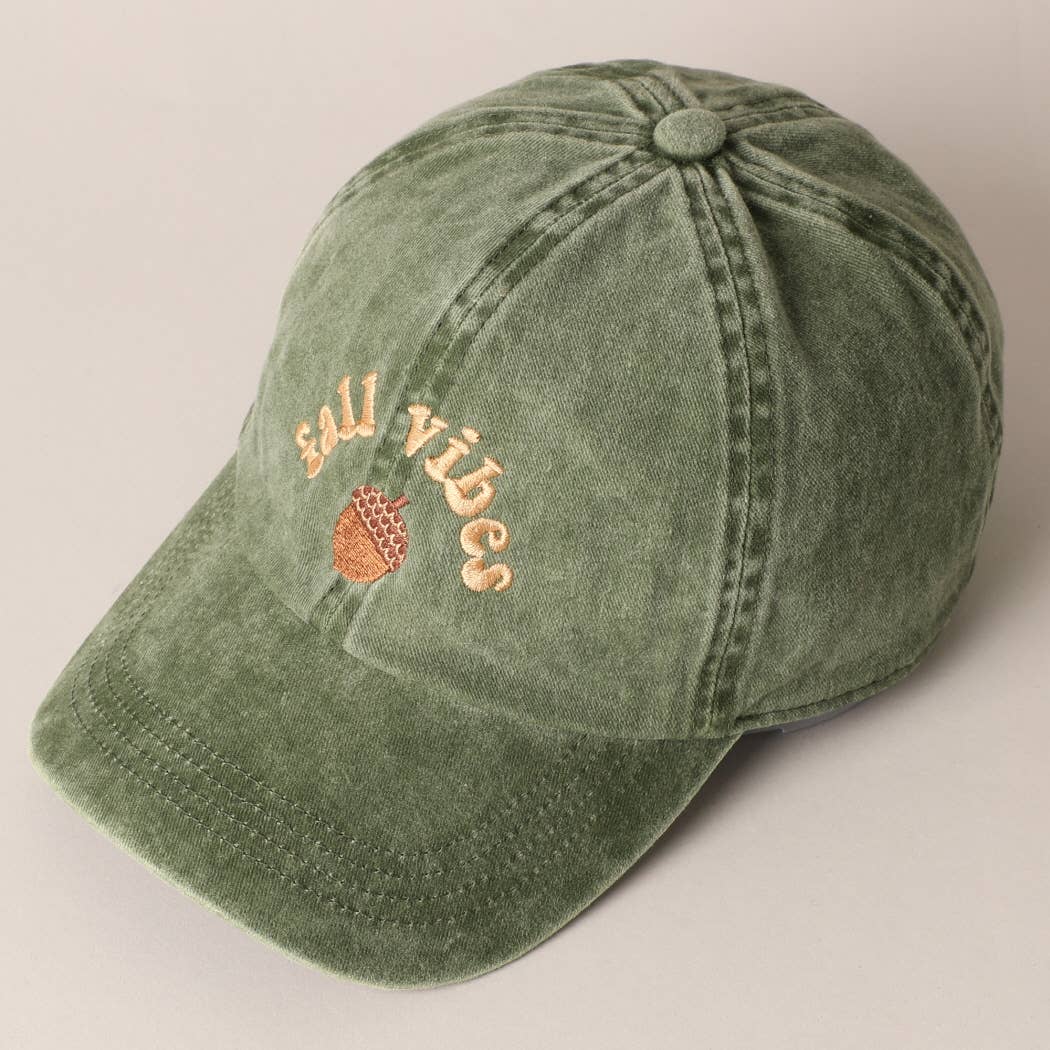 Fall Vibes Lettering Embroidery Baseball Cap