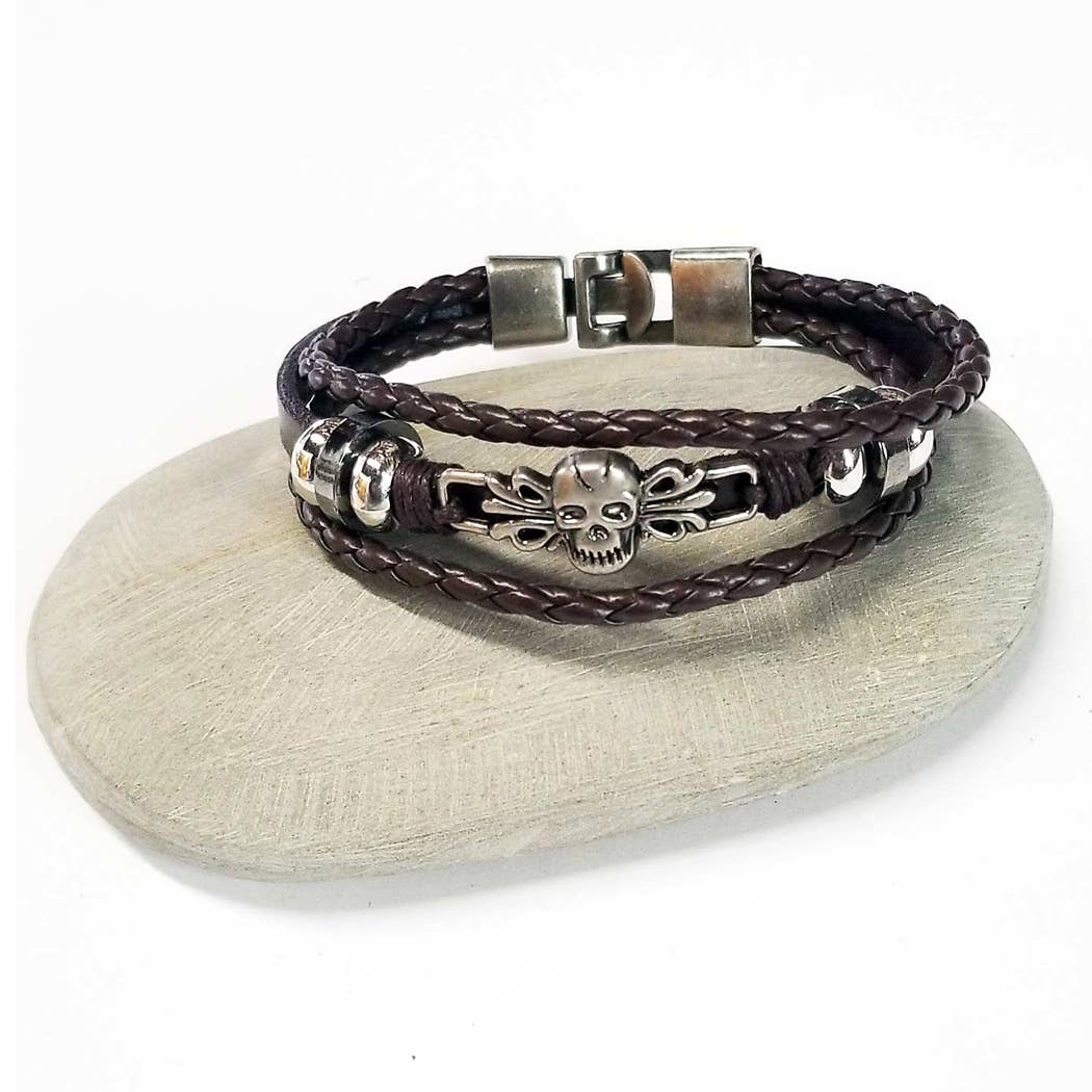 Skull Bracelet Multi-Layer Leather Protection