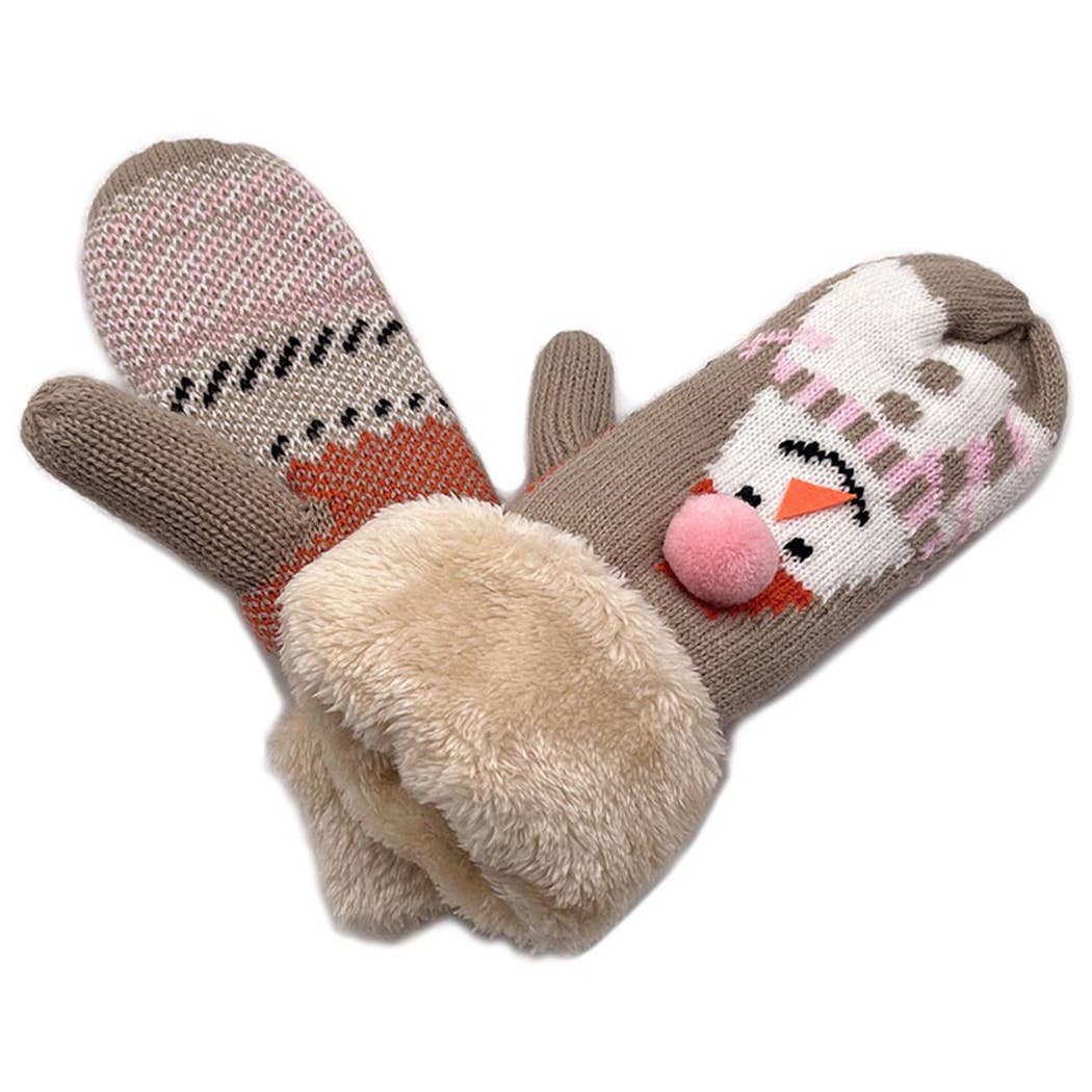 Snowman Mitten with Faux Fur Cuffs