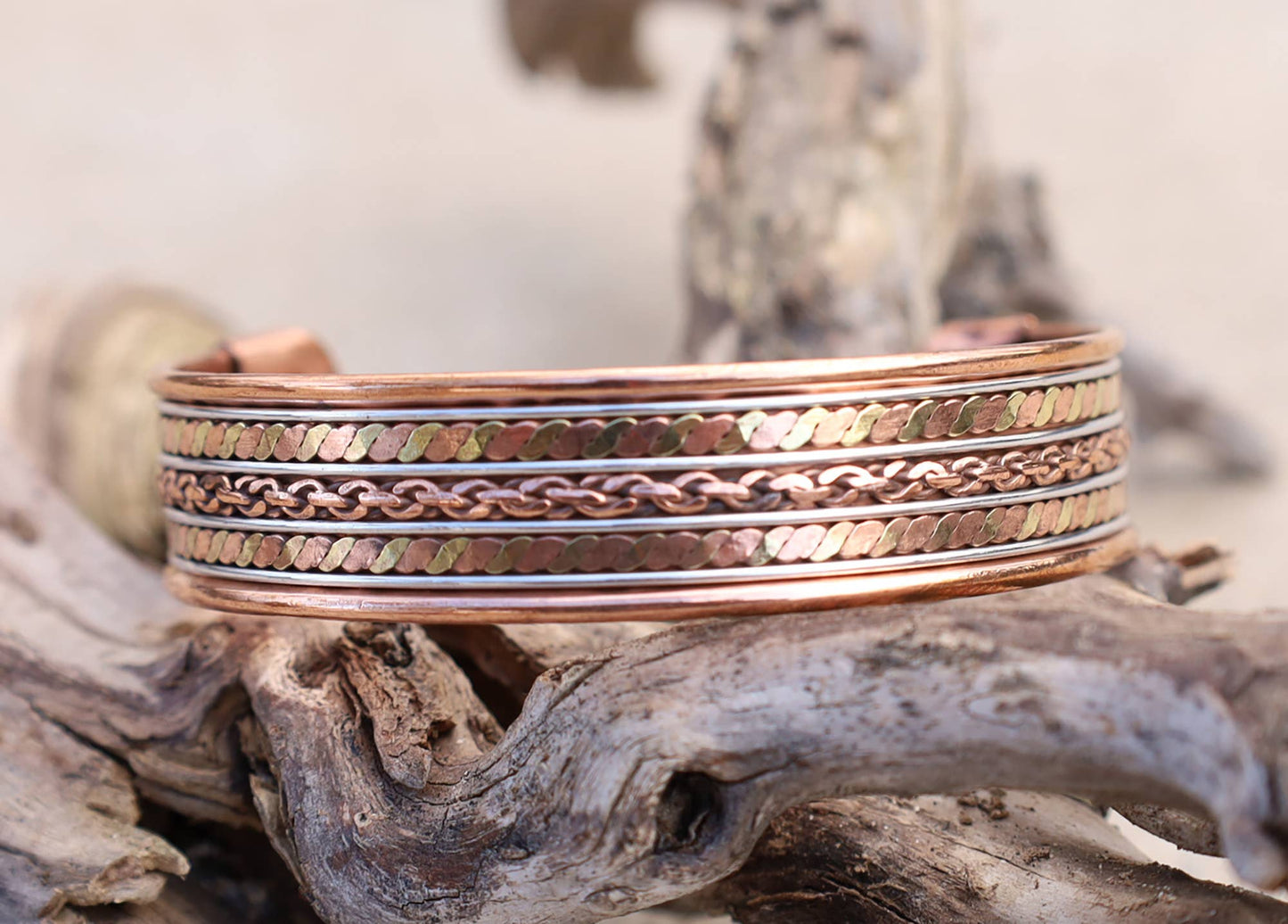 Pure Copper Twisted Wire Cuff Bracelet for Women and Men