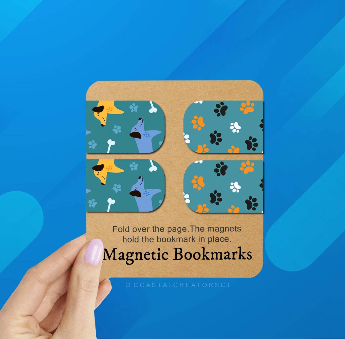 4-Pack Colorful Dogs Magnetic Bookmarks (Packaged)