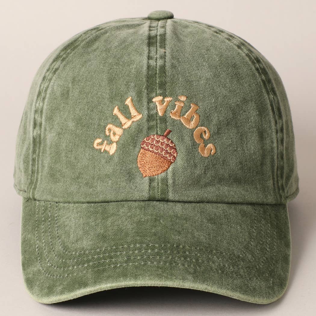 Fall Vibes Lettering Embroidery Baseball Cap