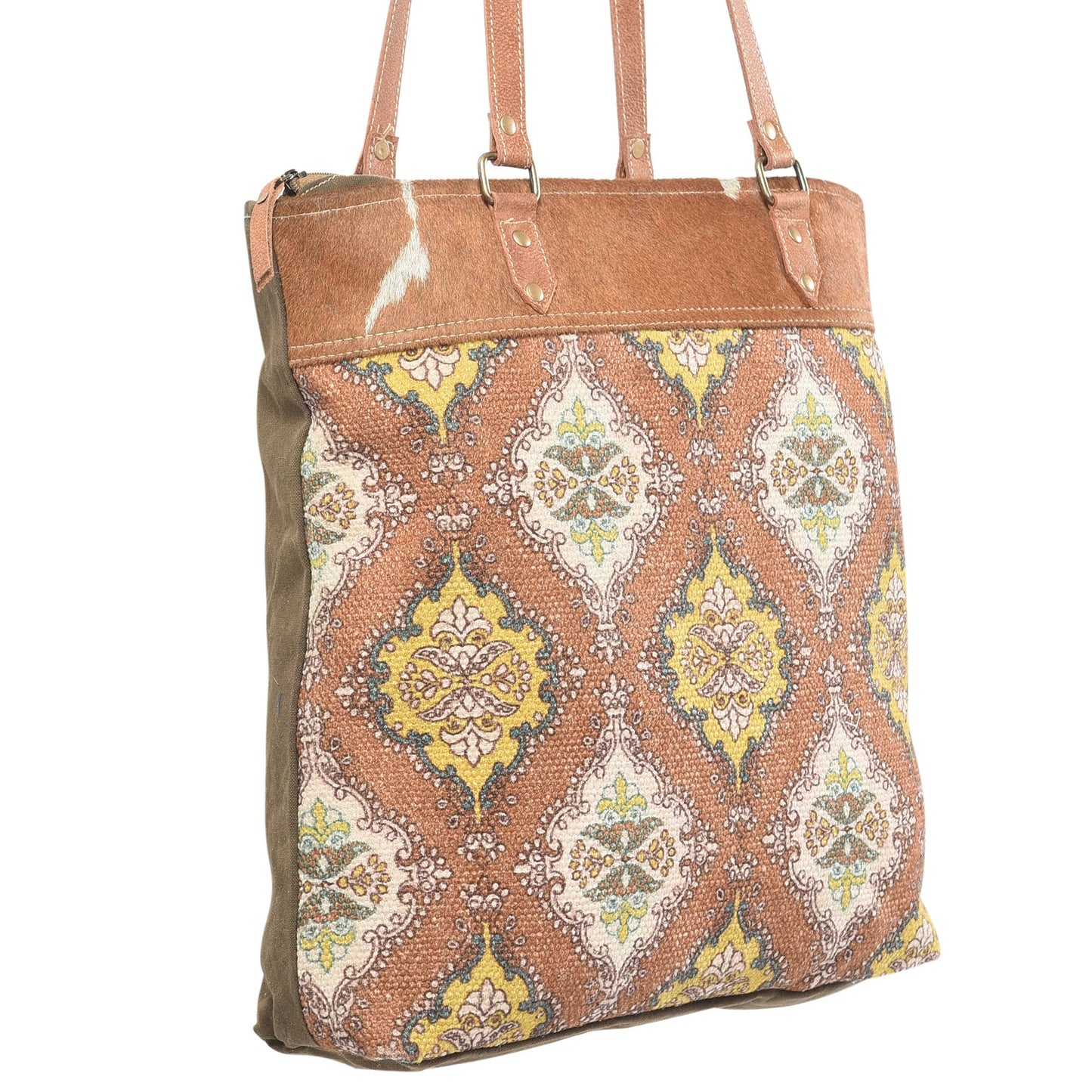 Brown and Yellow Rug Tote