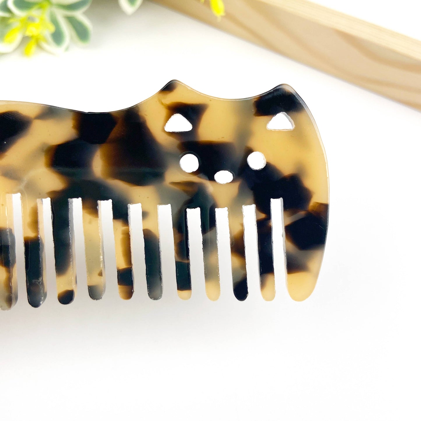 Acetate anti-static cute cat marble texture comb