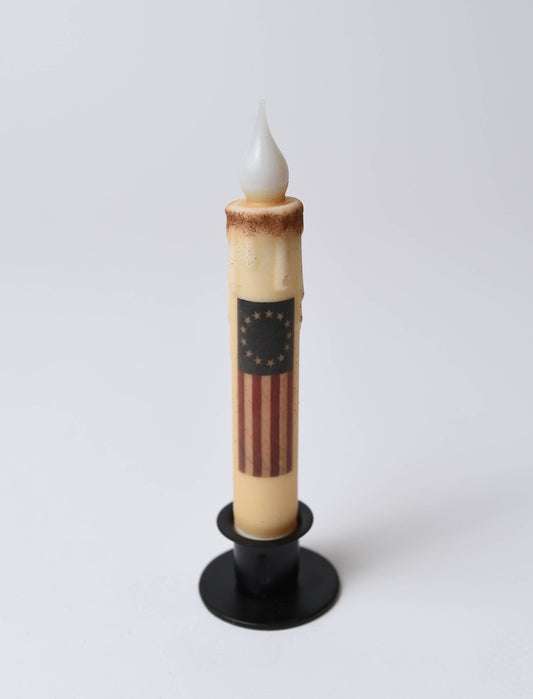 Betsy Ross Flag Battery Operated LED Timer Taper Candle