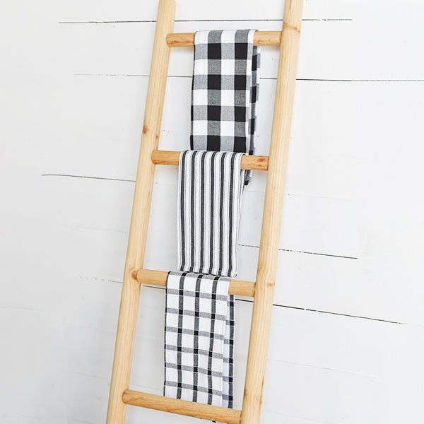 Set of 3 Black & White Stripe Dish Towels