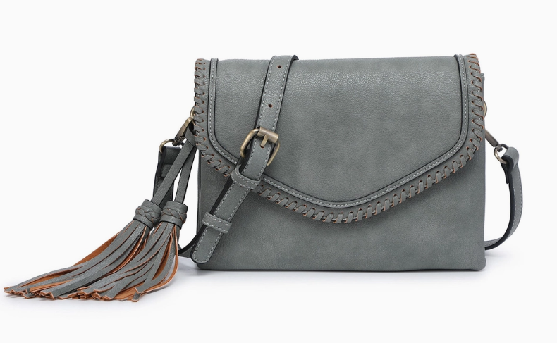 Flapover Crossbody w/ Double Tassel