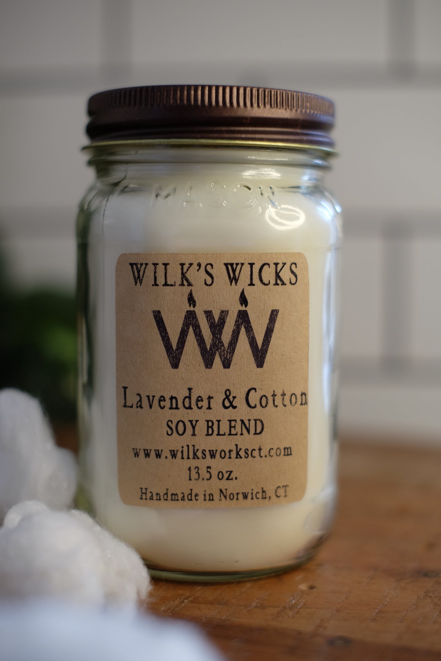 Lavender & Cotton Candle - Wilks Works 