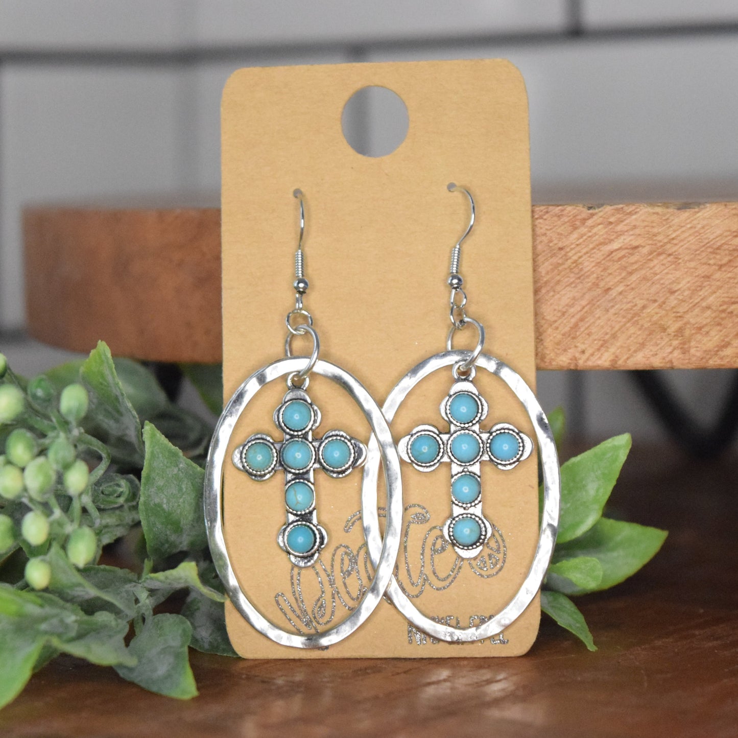 Earrings - Hoops with Cross - Wilks Works 