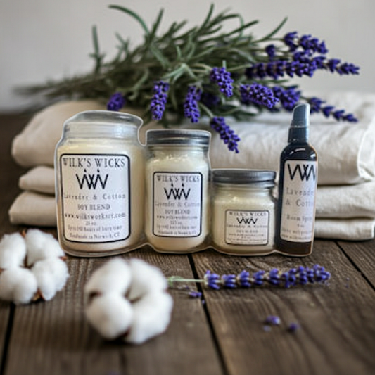 Lavender & Cotton Candle - Handmade Soy Blend