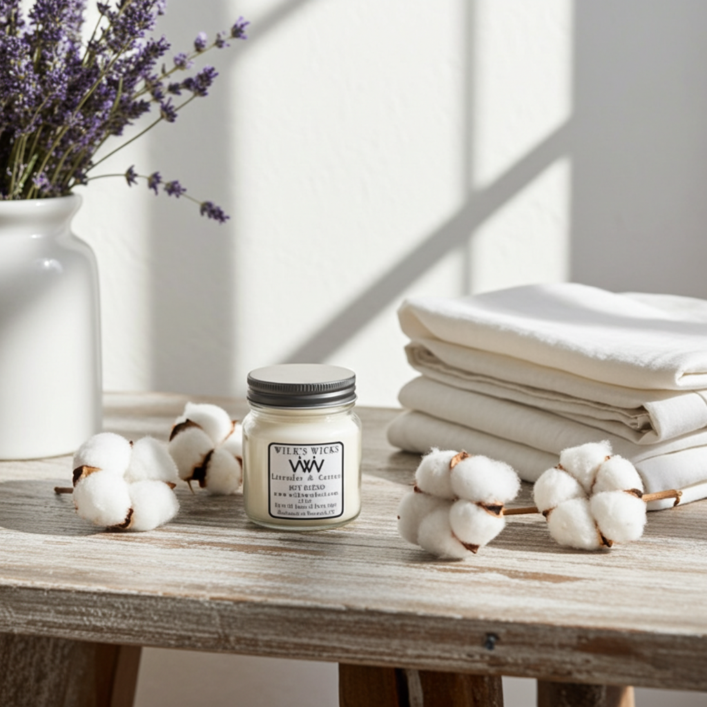 Lavender & Cotton Candle - Handmade Soy Blend
