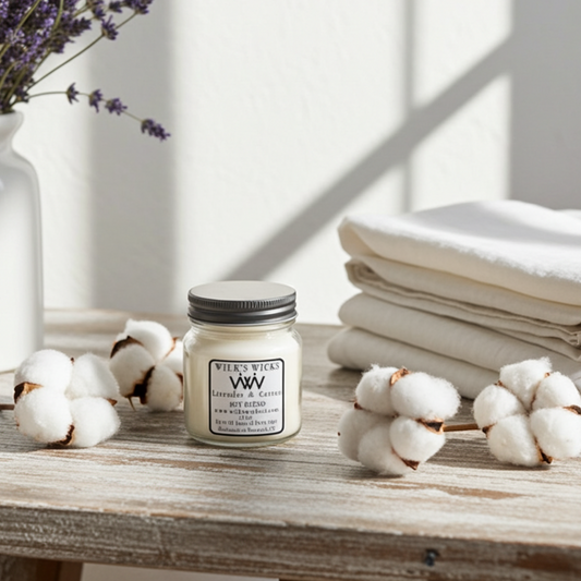 Lavender & Cotton Candle - Handmade Soy Blend